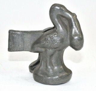 Vintage Pewter E & Co.  & S&C Chocolate Ice Cream Mold Stork Baby early 1900s 7