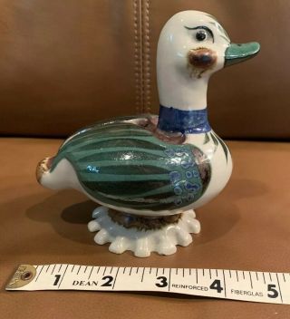 Signed Ken Edwards Tonala Mexico Art Pottery Duck Figurine Hand Made Vintage