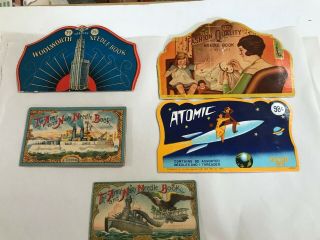 5 Vintage Sewing Needle Books Advertising,  Army Navy,  Woolworth,  Atomic (b001)