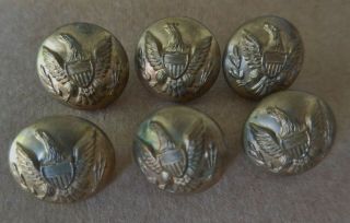 American Eagle Military Uniform Buttons Civil War? Indian Wars? (6) Extraquality