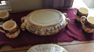 Vintage Arnel ' s Mushroom Design Soup Tureen Casserole Dish With Lid and 4 cups 4
