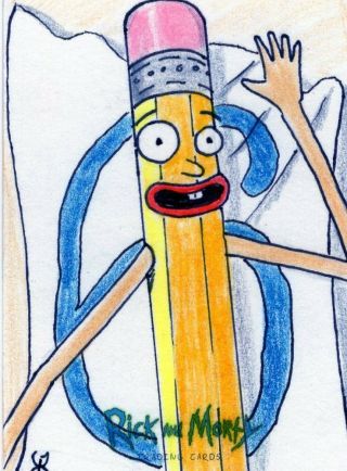 2019 Cryptozoic Rick And Morty Color Hand Drawn Sketch Card By Kyle Burles