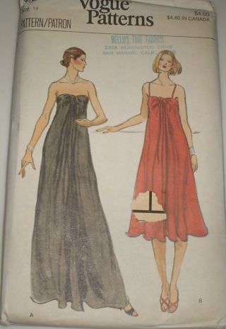 Vintage 80s Vogue 9686 Strapless Or Straps Evening Dress Pattern 36b Sz 14 Unct