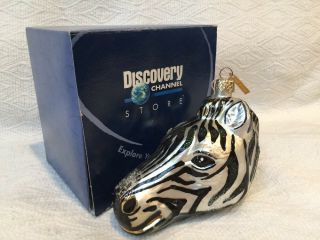 Vintage Discovery Channel Store Zebra Christmas Ornament