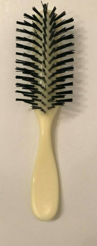 Vintage Off White Hair Brush,  Black Bristles,  Nylon