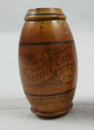Vintage/antique Mauchline Ware Asbro Barrel Needle Case Made In Germany