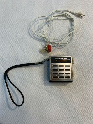 Vintage Transistor Radio Black And Chrome Standard Micronic Ruby Sr - G433 7