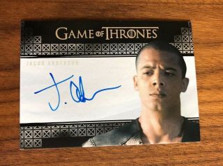 Hbo Game Of Thrones Jacob Anderson As Grey Worm On Card Autograph Blue Signature