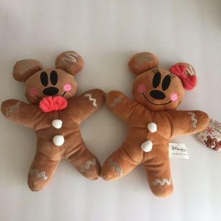 Disneyland Paris Christmas Gingerbread Plush Mickey Minnie Mouse Nwt