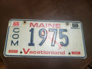 1998 Maine Commercial License Plate 1975 Low 4 Digit Lobster Vanity? Com 1988