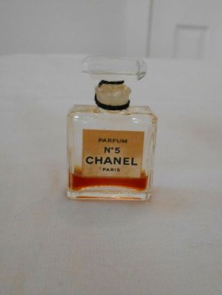 Vintage Miniature Fragrance Chanel No 5 Paris Parfum Bottle Stopper String & Box