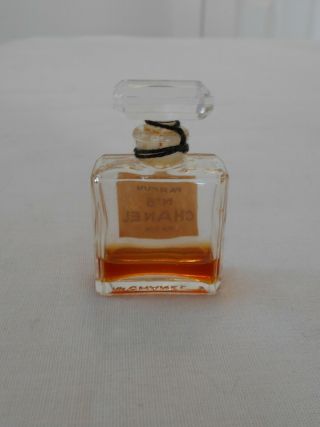 Vintage Miniature Fragrance Chanel No 5 Paris Parfum Bottle Stopper String & Box 2