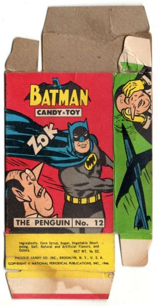 1966 Batman Phoenix Candy Toy Box 11 - 12 The Penguin Vintage Dc Comics