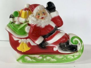 Vintage Empire Plastic Santa In Sleigh Blowmold Christmas Light Up Decoration