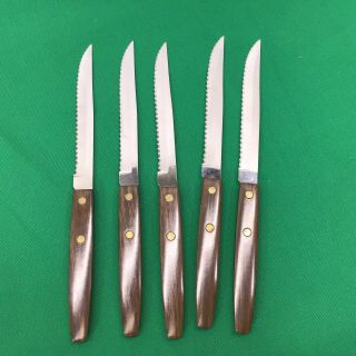 Vtg Forgecraft 9” Steak Knives - Set Of 5 Usa