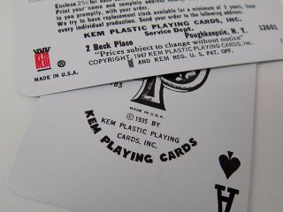 KEM Plastic Playing Cards Vintage,  2 decks with Jokers and Re - order card 5