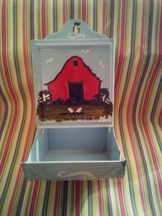 Vintage Match Box Holder Wall Tin/metal Hand Painted