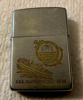 Rare 1973 Uss Caloosahatchee Ao 98 Navy Ship Zippo Pocket Lighter