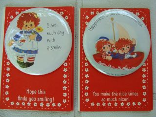 Vintage Raggedy Ann And Andy Greeting Cards With Pins 1974 Hallmark Sailboat
