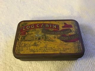 Collectable Vintage Log Cabin Tabacco Tinplate Tin
