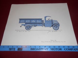 1917 Mack Ac 5 1/2 - Ton Coal Truck 13 X 17 Poster John Peckham Bendix Corp.  1964