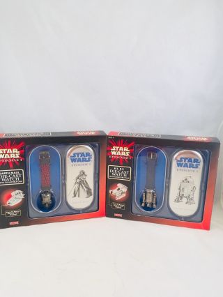 Star Wars Episode 1 R2 - D2 And Darth Maul Diecast Watches With Cases 1999