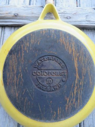 Vintage Colorcast Cast Iron No 10 Yellow Enamel Frying Pan Skillet Waterford