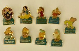 Japan Pin 37998 Walt Disney Home Video Snow White And The 7 Dwarves Complete Set