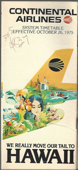 Continental Airlines System Timetable 10/26/75 [9051]