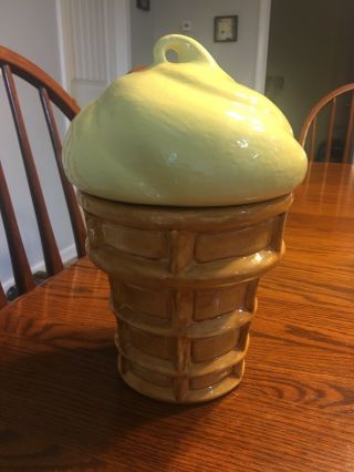 Vintage Vanilla Ice Cream Curl Cone Cookie Jar Ceramic Large