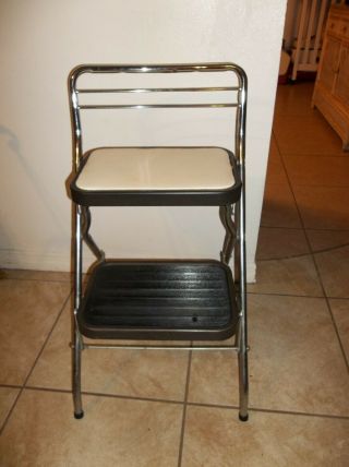 Vintage Folding Two Step Stool Ladder Plant Stand Metal