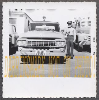Vintage Photo Man In Uniform W/ 1958 Ford Truck Road Master 750784