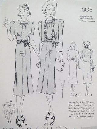 Butterick 7828 Vintage 1930s Sewing Dress Pattern Size 14 Bust 32 Deco 30s Ff Uc
