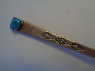 VINTAGE NAVAJO STERLING TURQUOISE SMALL SILVER SPOON - GREAT FOR SALT 4 3/8 