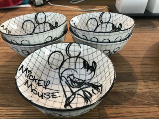 Set Of 5 Mickey Mouse Sketchbook 4.  75” Tidbit Bowls
