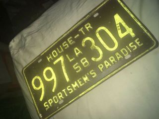 Vintage 1958 Louisiana License Plate Sportsman’s Paradise
