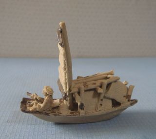 Ceramic Mudman Fishing Boat Fisherman & Shelter Hand Crafted 2