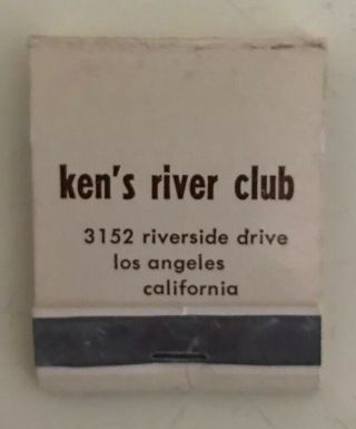 Vintage Book Of Matches Ken’s River Club Gay Bar Los Angeles