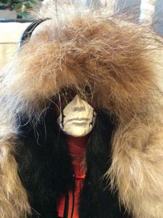 Native American Figure Real Fur & Leather Signed by Karen Blanchard 2