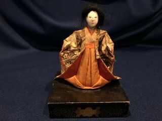 Vintage Asian Japanese Chinese Geisha Girl Komono Doll Figure On Base Wood