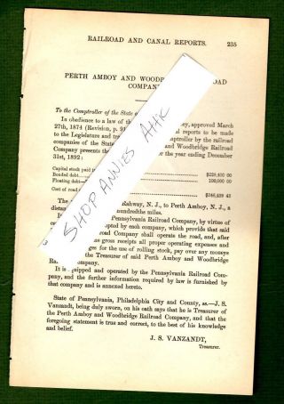 1892 Perth Amboy & Woodbridge Railroad Co Rahway Essay Tower Nj Train