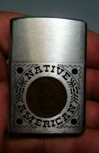 1998 Zippo Cigarette Lighter Native American Unstruck Indian Head Penny