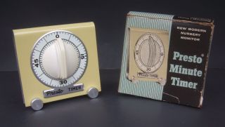 Vintage Presto Kitchen Timer Model 36 By The Lux Clock Mfg.  Co.  Box