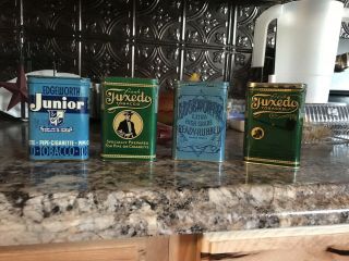 4 Tobacco Tins,  2 Edgeworth And 2 Different Tuxedo Tins