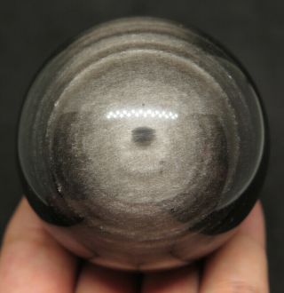 59mm 9.  1oz Natural Silver Flash Obsidian Crystal Sphere Ball