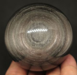 59mm 9.  1OZ Natural Silver Flash OBSIDIAN Crystal Sphere Ball 3