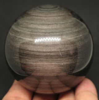 59mm 9.  1OZ Natural Silver Flash OBSIDIAN Crystal Sphere Ball 5