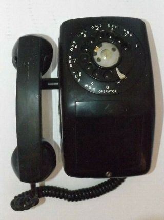 Vtg Automatic Electric Black Telephone Ae Rotary Dial Wall Phone N902 W30
