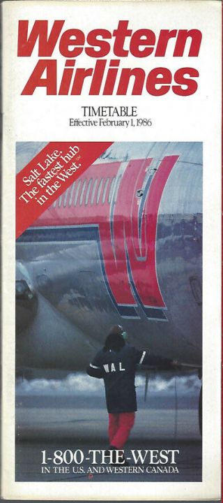 Western Airlines System Timetable 2/1/86 [308wa] Buy 2 Get 1