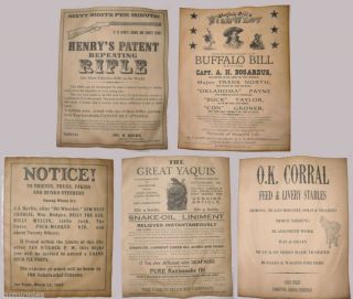 5 Old West Posters Notices Ads Henry Rifle Buffalo Bill Ok Corral,  Wanted,  More